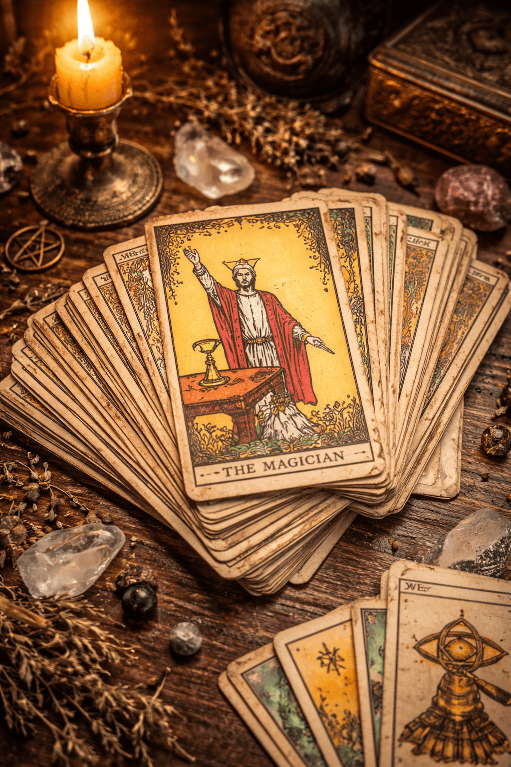 Real tarot deck prepared for reading